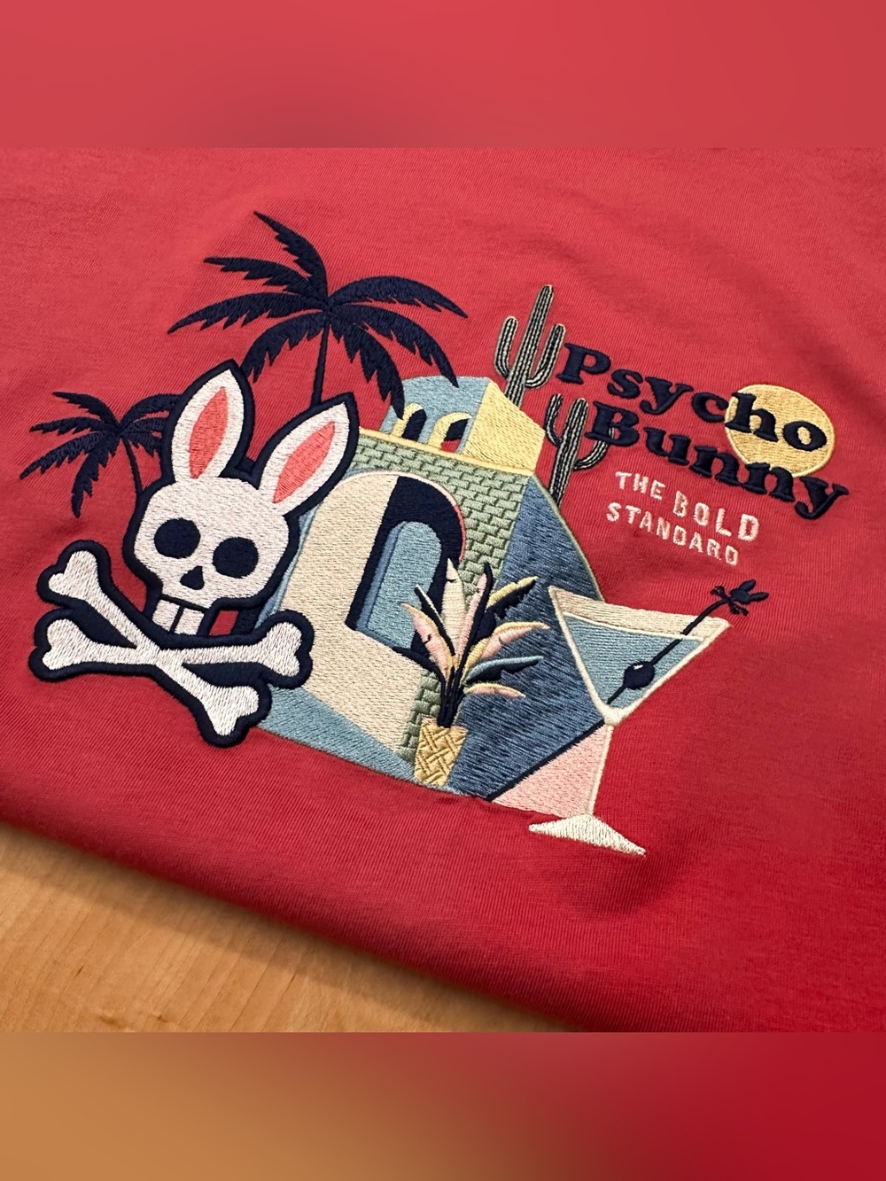 Psycho Bunny Men's Red Tee with embroidered logo size XL